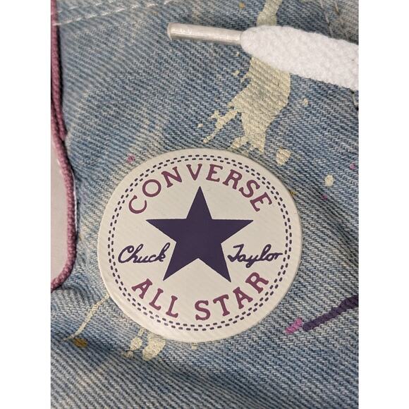 Converse All Star Chuck Taylor 651703F Hi Party Blue Paint Splatter Lace Youth 3 - Picture 8 of 9